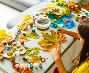 Decorating Fall Leaves with Children