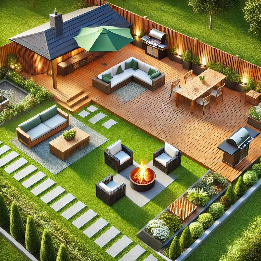 A practical yard with space for gatherings.